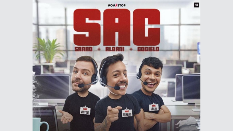 Non Stop reúne Victor Sarro, Renato Albani e Júlio Cocielo no imperdível espetáculo “S.A.C.”, direto para o público carioca.